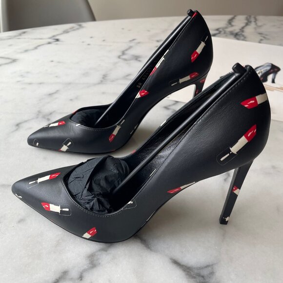 Saint Laurent Lipstick Print Leather Pumps - Picture 6 of 15